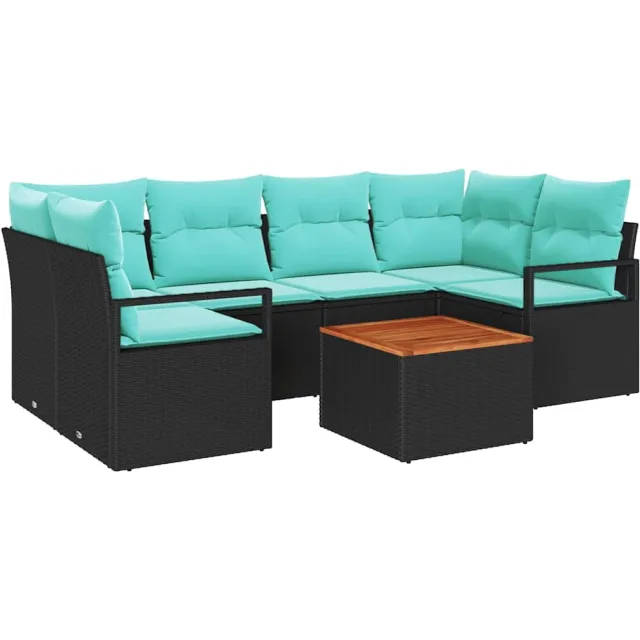 vidaXL Tuinbankenset 7 st Zwart poly rattan, foto 2