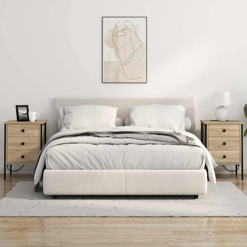 vidaXL Nachtkastje 2 st Sonoma Eiken 42 x 41 x 61 cm Bewerkt hout, foto 4