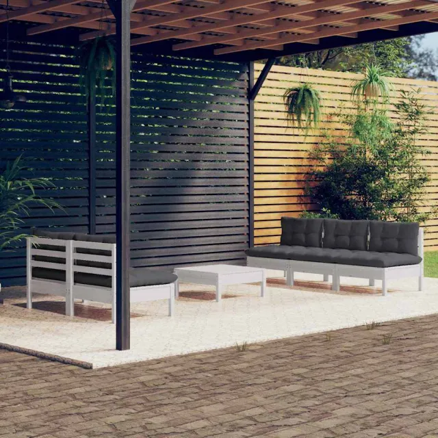vidaXL 6-delige Loungeset met antracietkleurige kussens grenenhout, foto 2