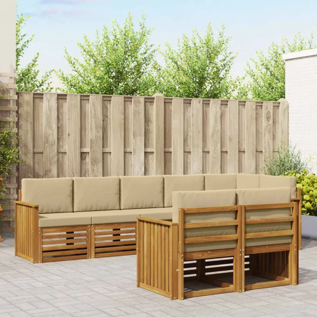 vidaXL Buiten bankenset 8 st 8-zits Natuurlijk en Beige