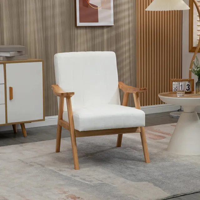 Sweiko Fauteuil - Velvet - Massief houten frame - 68 x 74 x 82 cm - Crème