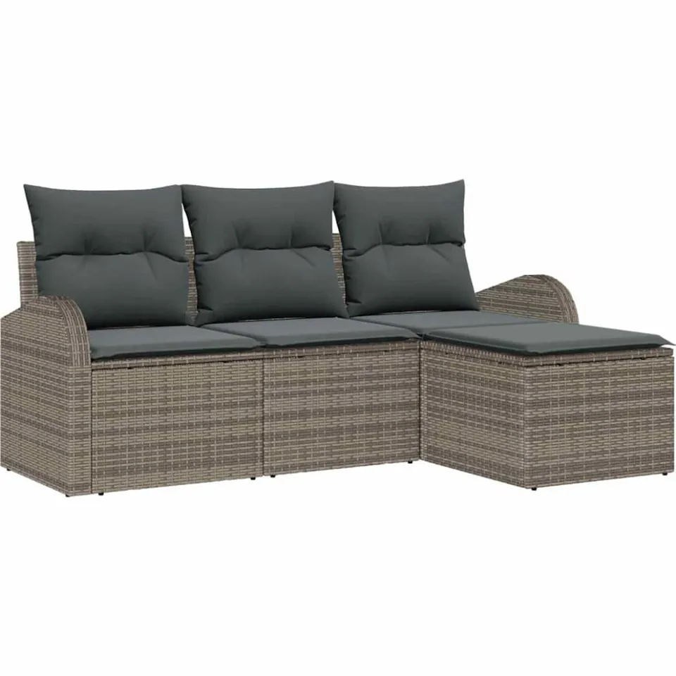 vidaXL Tuin Sofa Set Grijs poly rattan