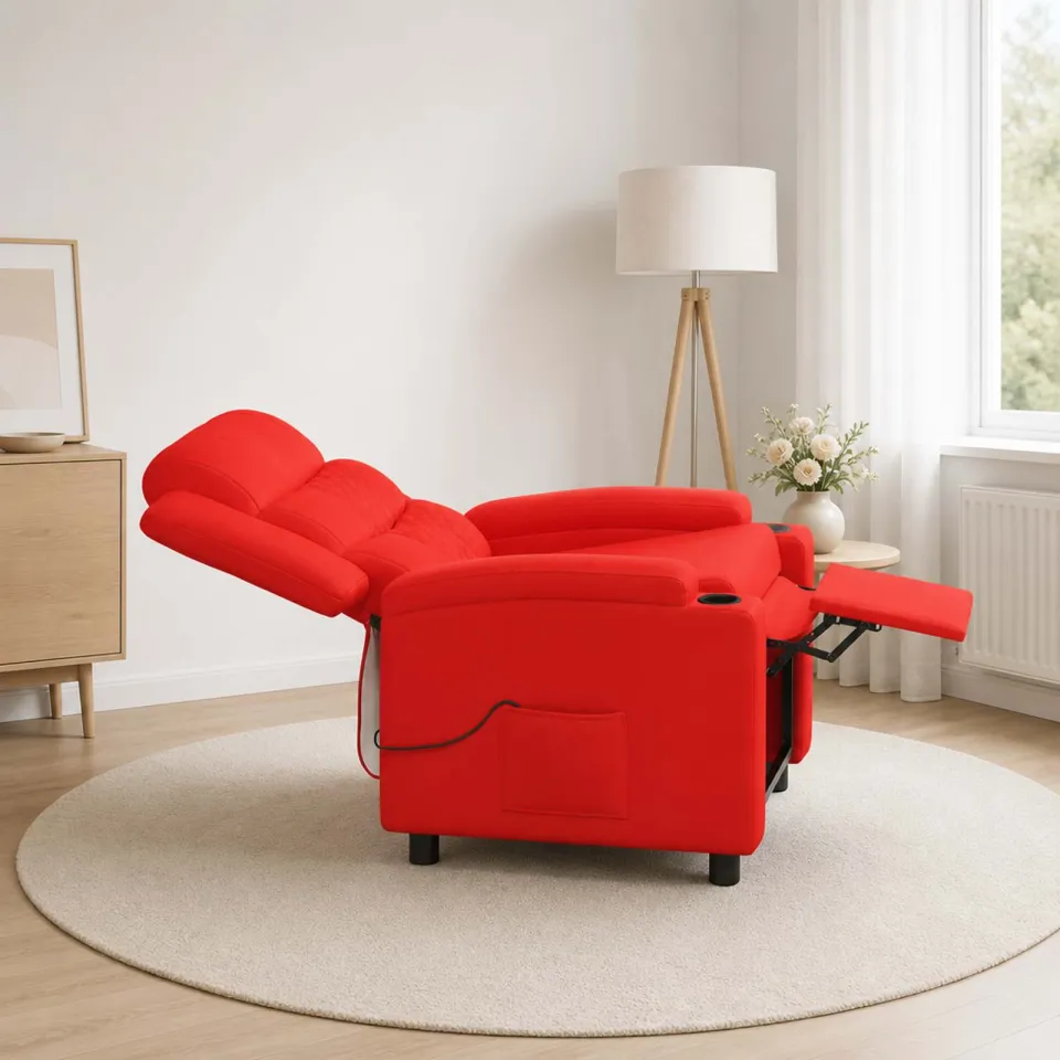 vidaXL Massage-relaxstoel Rood 75 x 93 x 98 cm Stof, foto 4