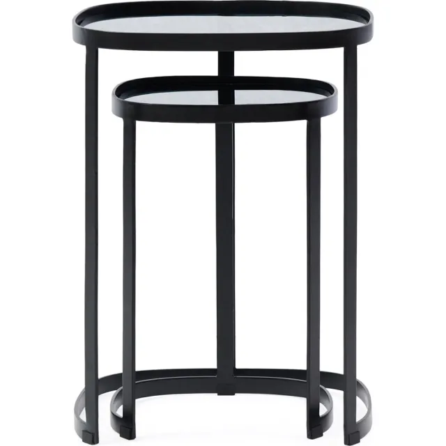 Riviera Maison Craig End Table S/2 Black - IJzer, Glas - Black - 40.0x40.0x55.0 cm