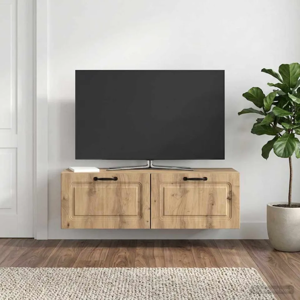 vidaXL Wandbeugel TV-kast 98 x 31 x 30 cm Artisanaal eiken, foto 4