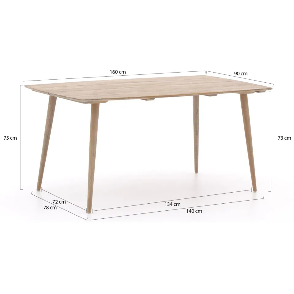 Manifesto Furniture Manifesto Cavone/ROUGH-K 160cm dining tuinset 5-delig stapelbaar bruin, foto 3
