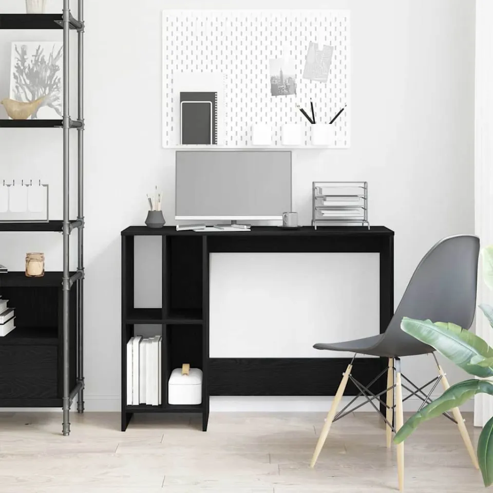 vidaXL Bureau Zwart Eiken Bewerkt hout 102,5 x 35 x 75 cm, foto 4
