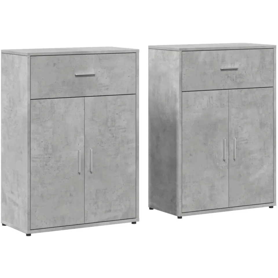 vidaXL Dressoirs 2 st 60x30x84 cm bewerkt hout betongrijs