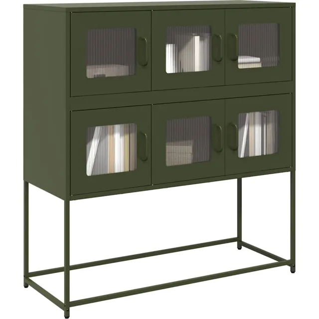 vidaXL Dressoir 100,5x39x107 cm koudgewalst staal olijfgroen