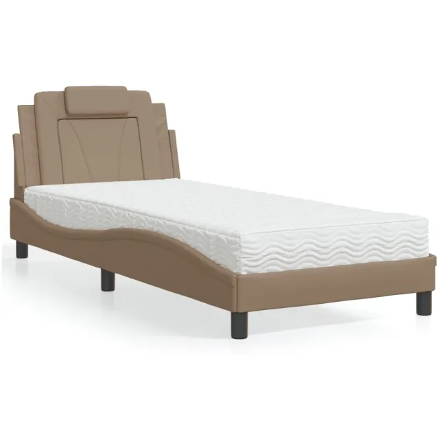 vidaXL Bed "Viana" met matras kunstleer cappuccinokleurig 80x200 cm Bruin