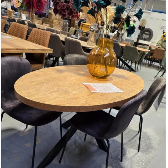 Meubelplaats Eettafel Sophie HPL mangohout ovaal 160x90 cm - Naturel Lichtbruin