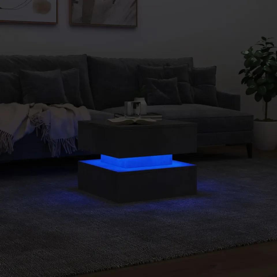 vidaXL Salontafel met LED-verlichting 50x50x40 cm betongrijs grijs, foto 4