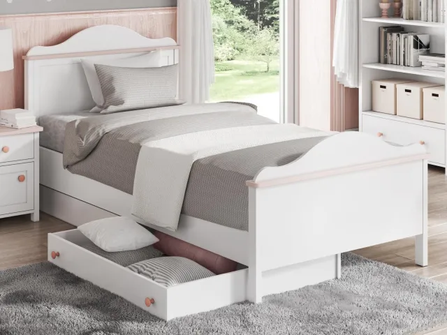 Mobistoxx LUCIA bed wit roze met lades