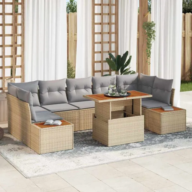 vidaXL Tuin Sofa Set 8 st Beige Poly riet, foto 2