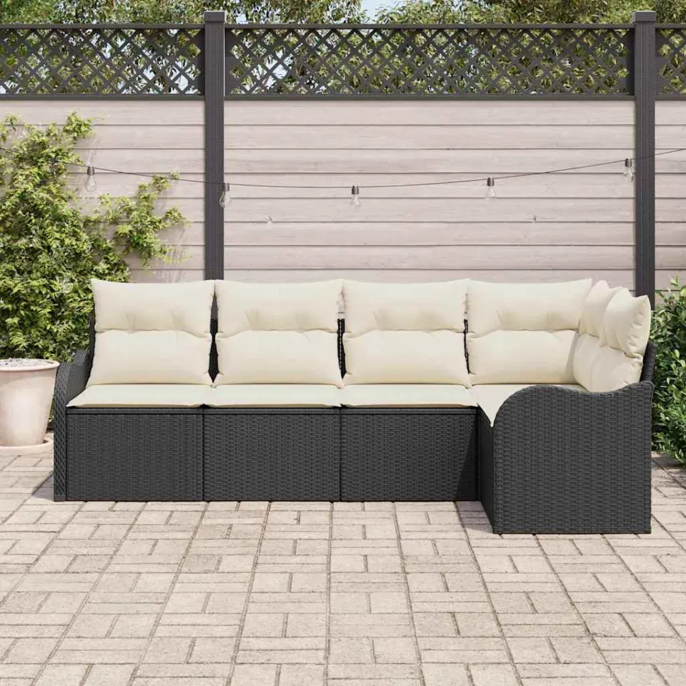 vidaXL Tuin Sofa Set 5 st Zwart poly rattan, foto 3