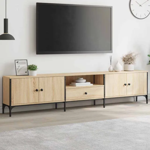 vidaXL Tv-meubel met lade 200x25x44 cm bewerkt hout sonoma eikenkleur Bruin