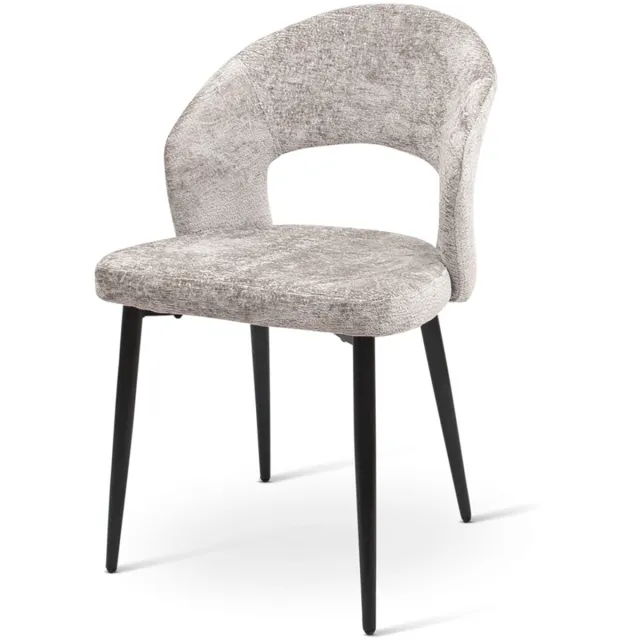 Milton & Oldbrook Chenille Eetkamerstoel Barcelona Licht Grijs - Zwart