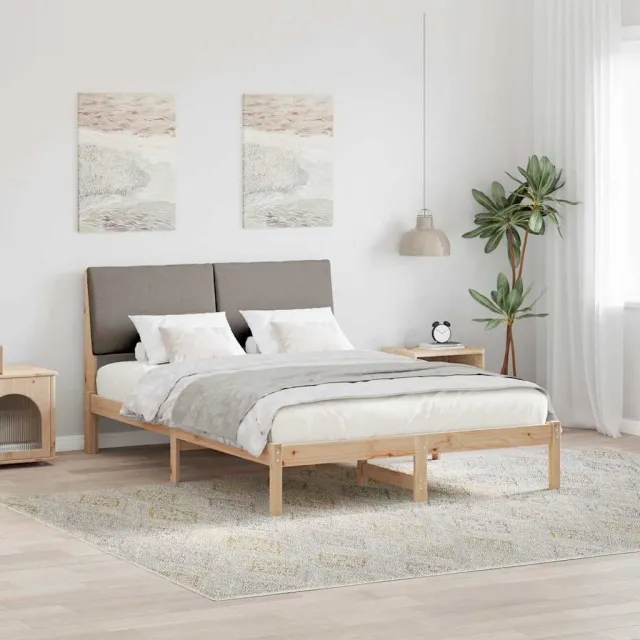 vidaXL Bedframe Bruin en taupe 150 x 200 cm Massief grenenhout