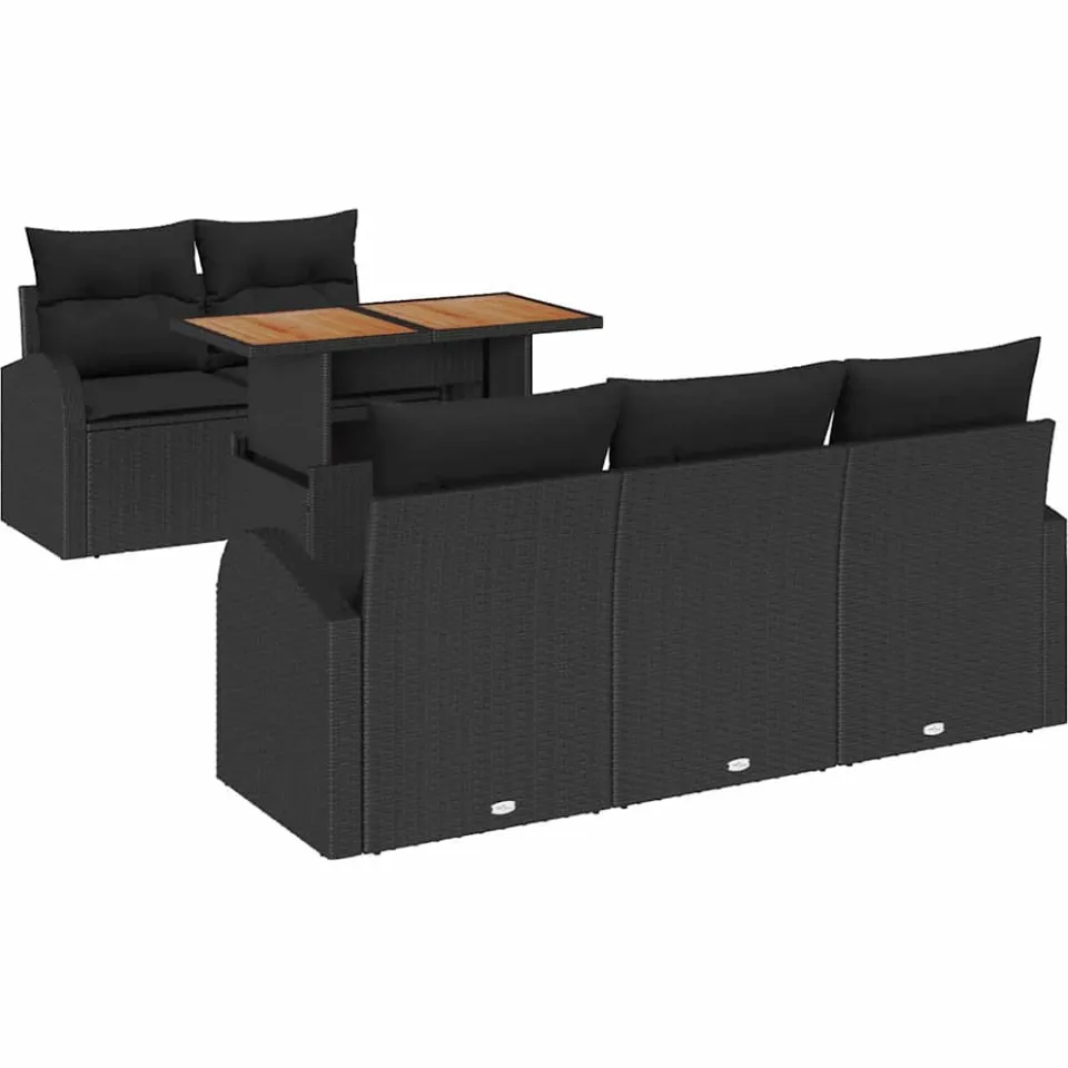 vidaXL Tuin Sofa Set 6 st Zwart Poly riet, foto 4