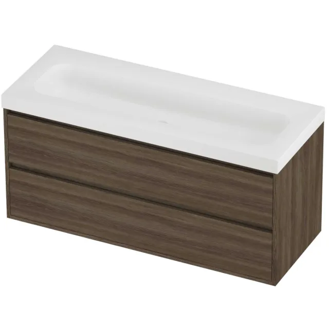Proline Haga Badmeubelset Polystone Mezza Enkel 120x46x58 cm Mat White Vital Oak Eiken