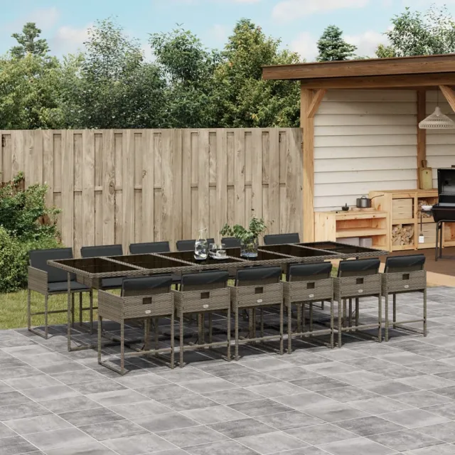 vidaXL 13-delige Tuinset met kussens poly rattan grijs, foto 2