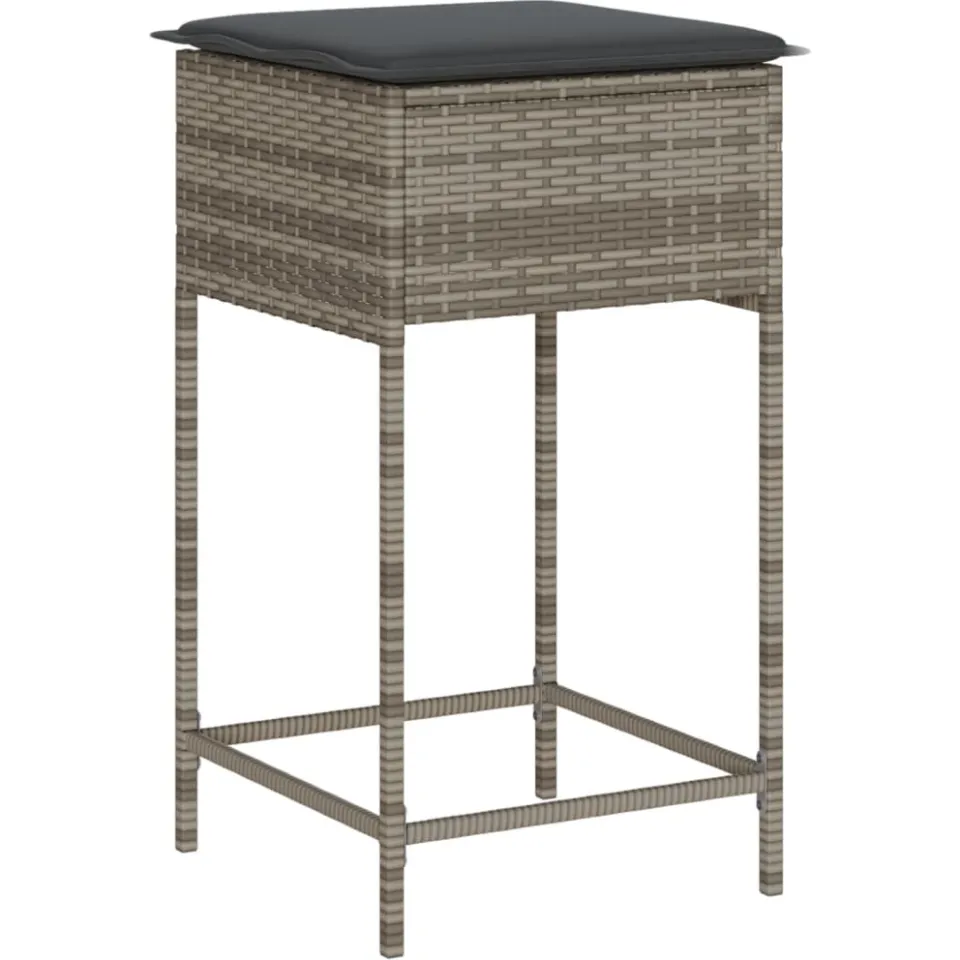 vidaXL 5-delige Tuinbarset met kussens poly rattan grijs, foto 4