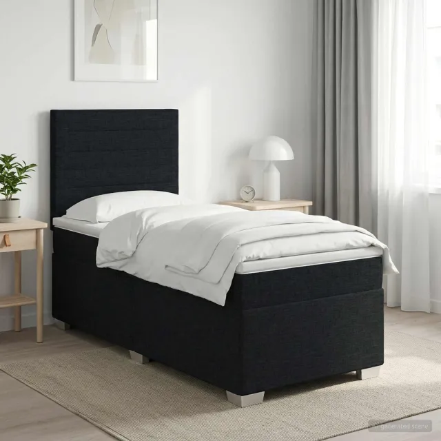 vidaXL Boxspringbed met matras Zwart 80 x 200 cm Stof