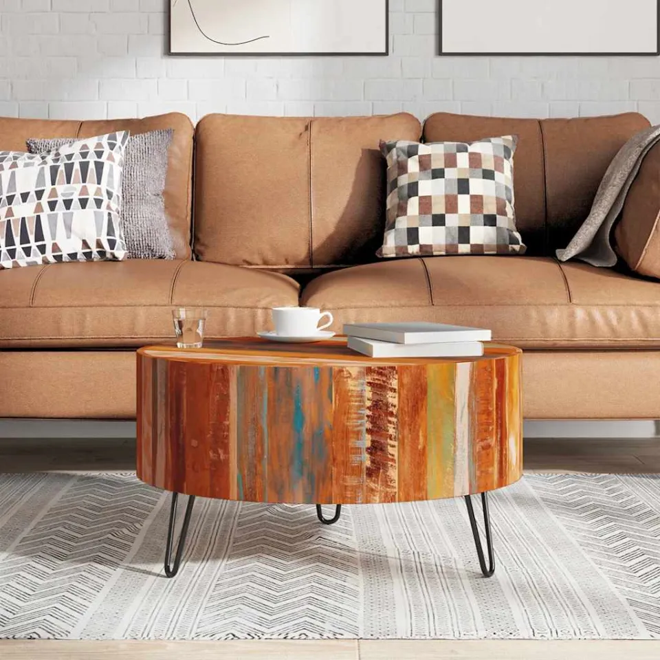 vidaXL Salontafel rond massief gerecycled hout bruin, foto 2