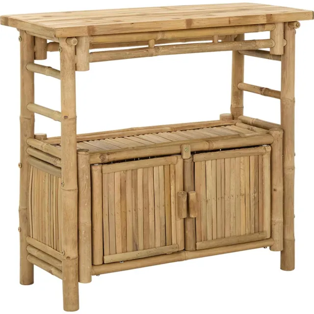 vidaXL Wandtafel - met - plank - met - opslag - Naturel - 80 - x - 35 - x - 75 - cm - Bamboe