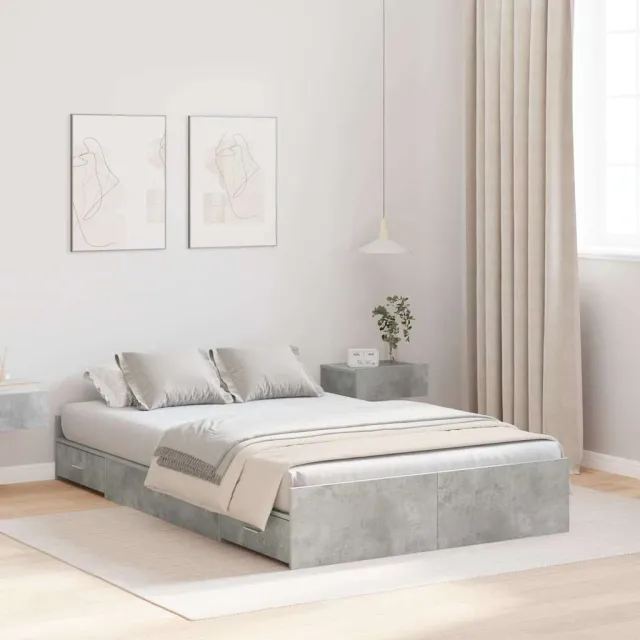 vidaXL Opbergbedframe met lade Beton Grijs 120 x 200 cm Bewerkt hout