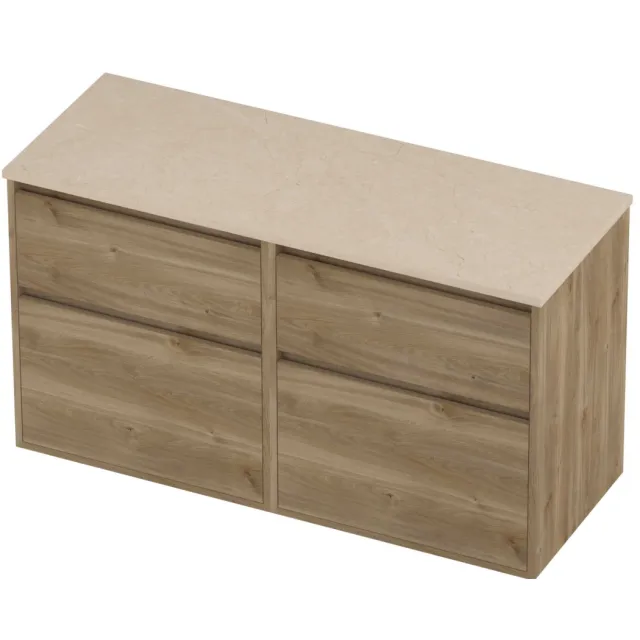 Proline Deck Badmeubelset Hardsteen Greeploos 120x46x67 cm Sand Stone Cider Oak Eiken