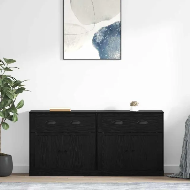 vidaXL Dressoirs 2 st Zwart Eiken 70 x 35,5 x 67,5 cm Bewerkt hout
