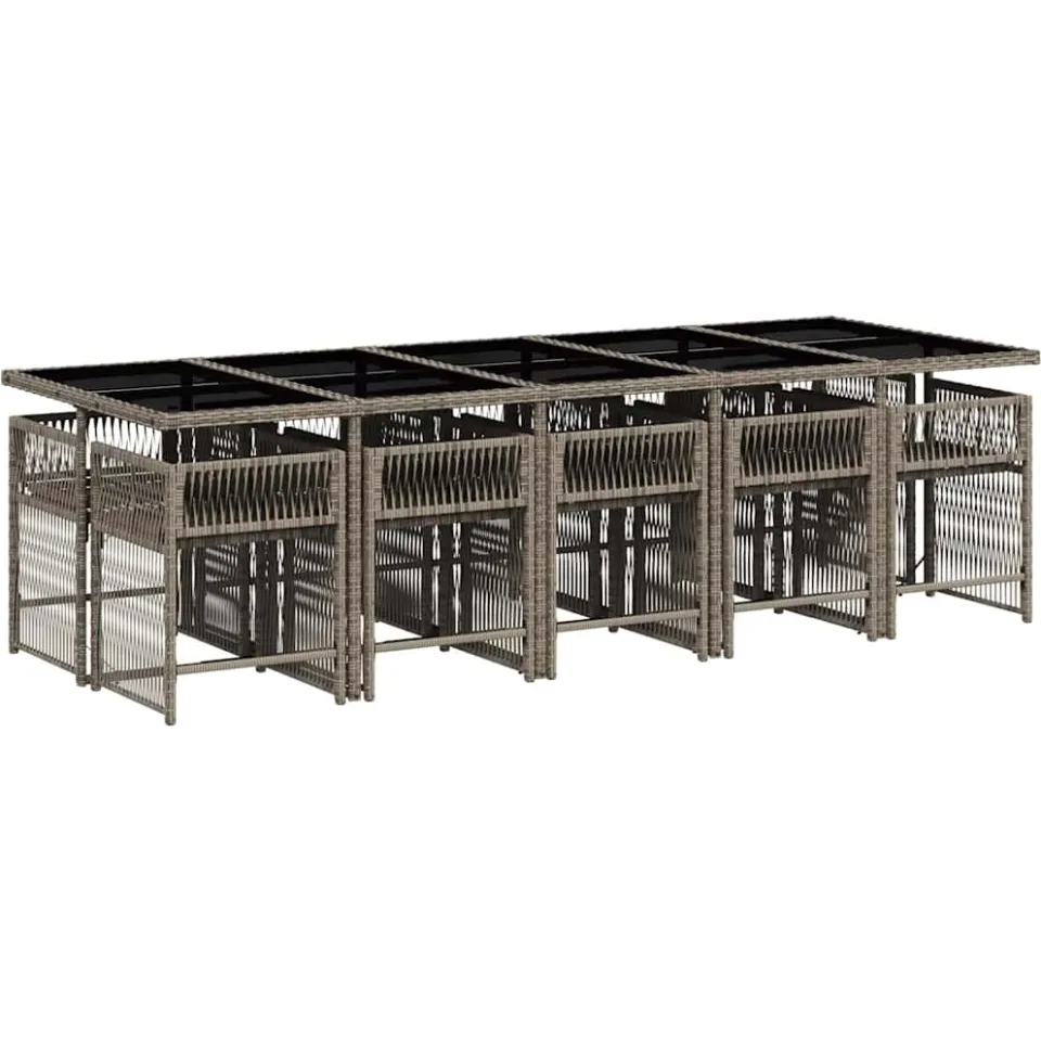 vidaXL 11-delige Tuinset met kussens poly rattan grijs, foto 4