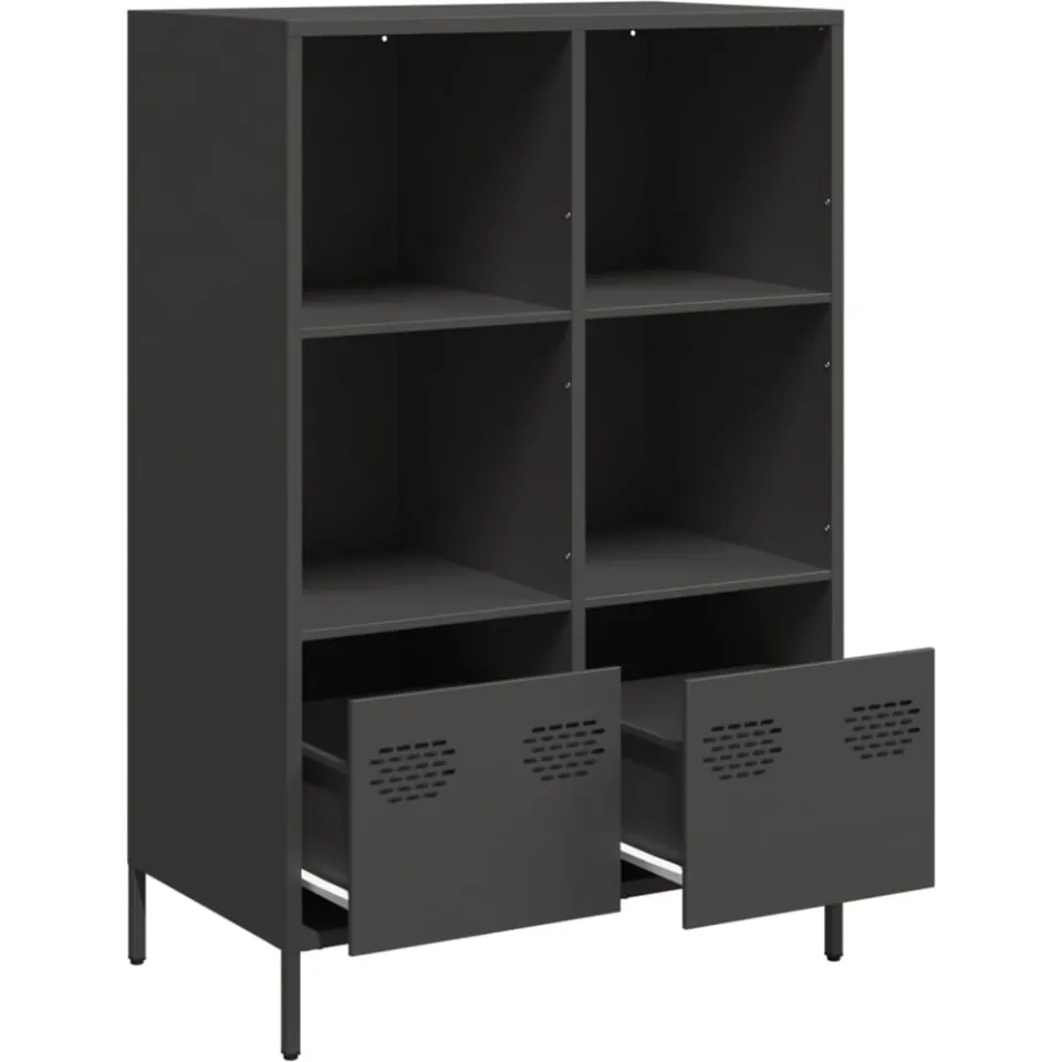 vidaXL Hoge kast 68x39x103,5 cm staal zwart, foto 4