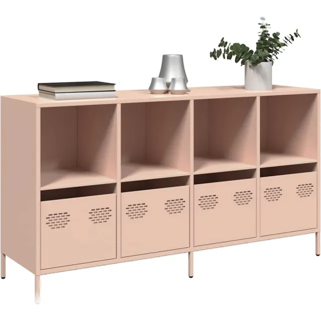 vidaXL Dressoir 135x39x73,5 cm koudgewalst staal roze