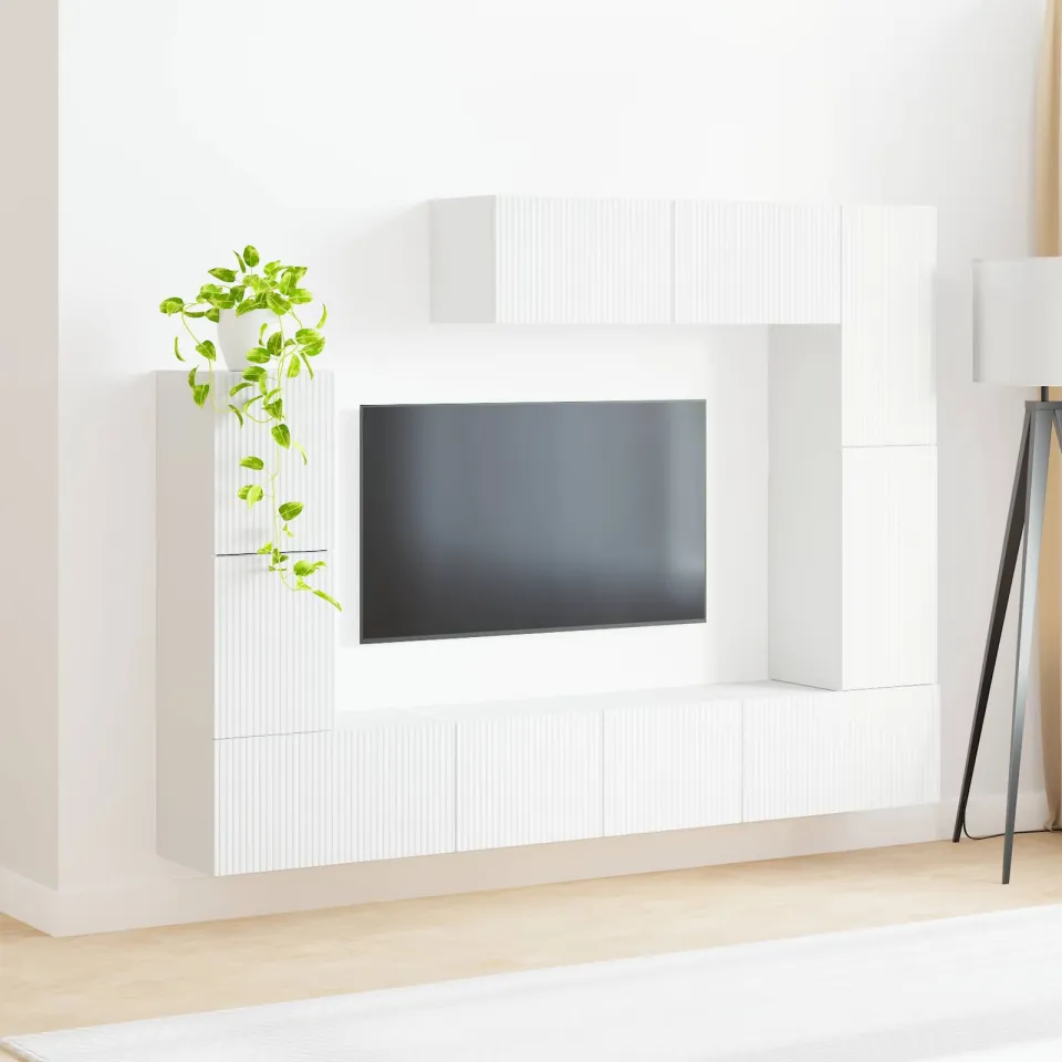 vidaXL Tv-meubelset 5 st Wit Bewerkt hout, foto 4