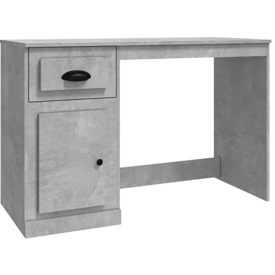 vidaXL Bureau met lade 115x50x75 cm bewerkt hout betongrijs