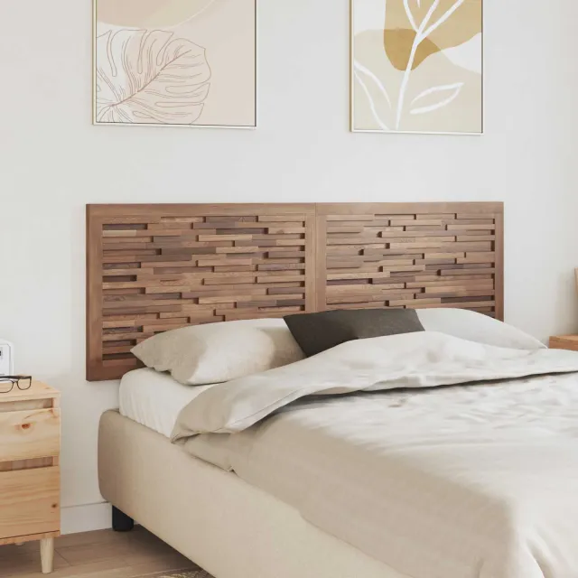 vidaXL Bed Hoofdbord Naturel Massief Teakhout Bruin
