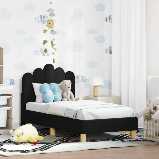 vidaXL Peuterbedframe met hoofdbord Zwart 70 x 140 cm Stof