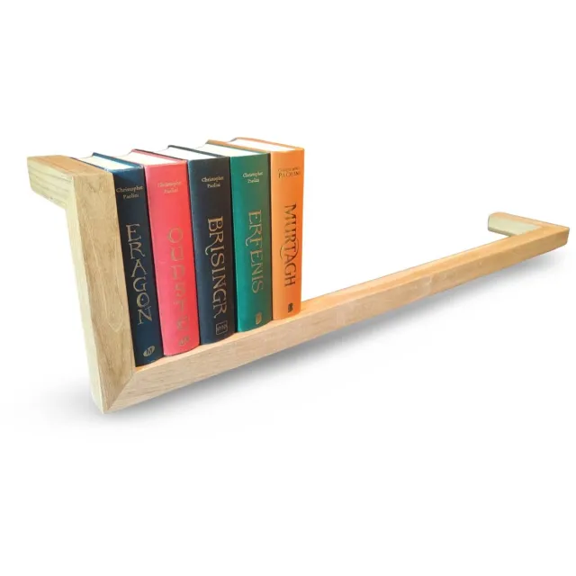 Timber Delights Teakline L - Zwevende Wandplank 100 cm - Massief Teak Boekenplank met Geïntegreerde Boekensteun Bruin