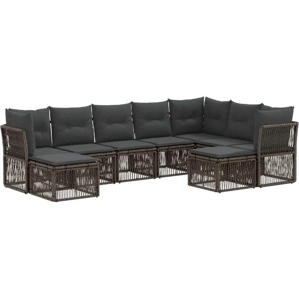 vidaXL Tuinbankenset 9 st 9-zits Grijs poly rattan, foto 3