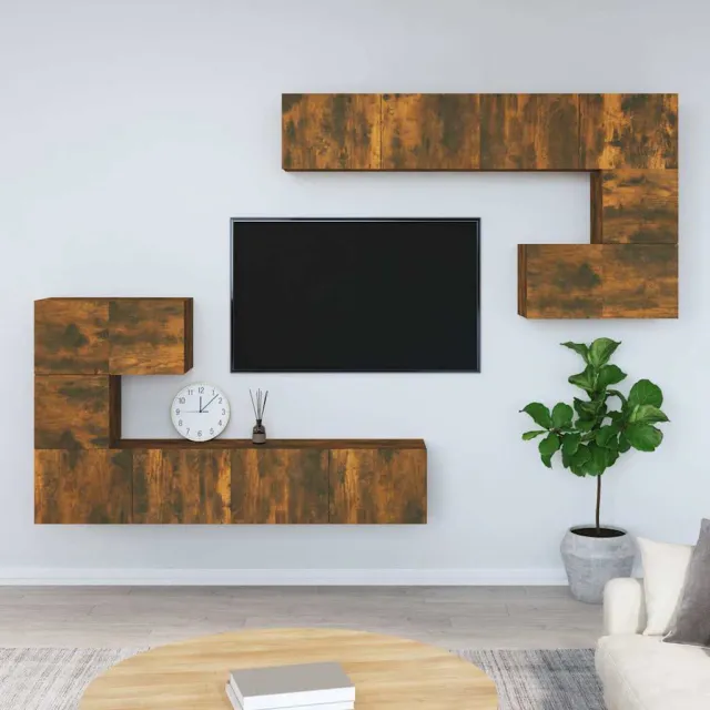 vidaXL Tv-wandmeubel bewerkt hout gerookt eikenkleurig Bruin