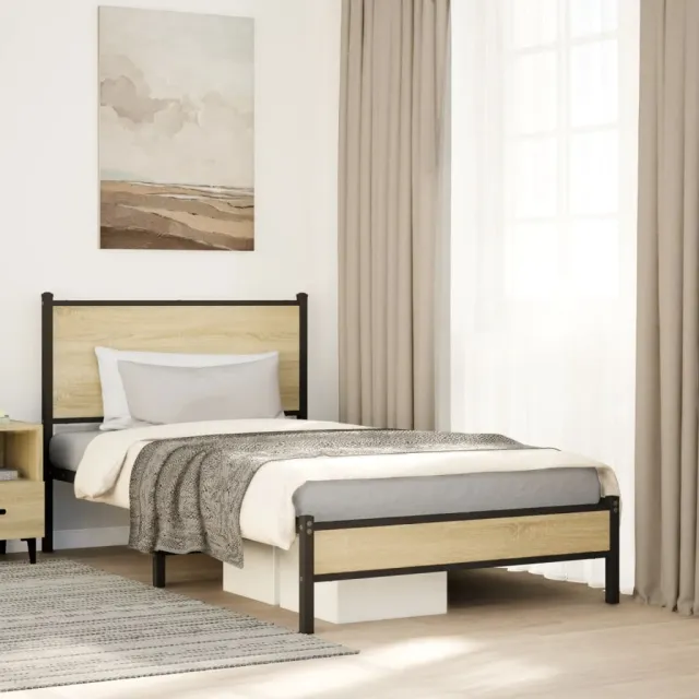 vidaXL Bedframe zonder matras metaal sonoma eikenkleurig 100x200 cm