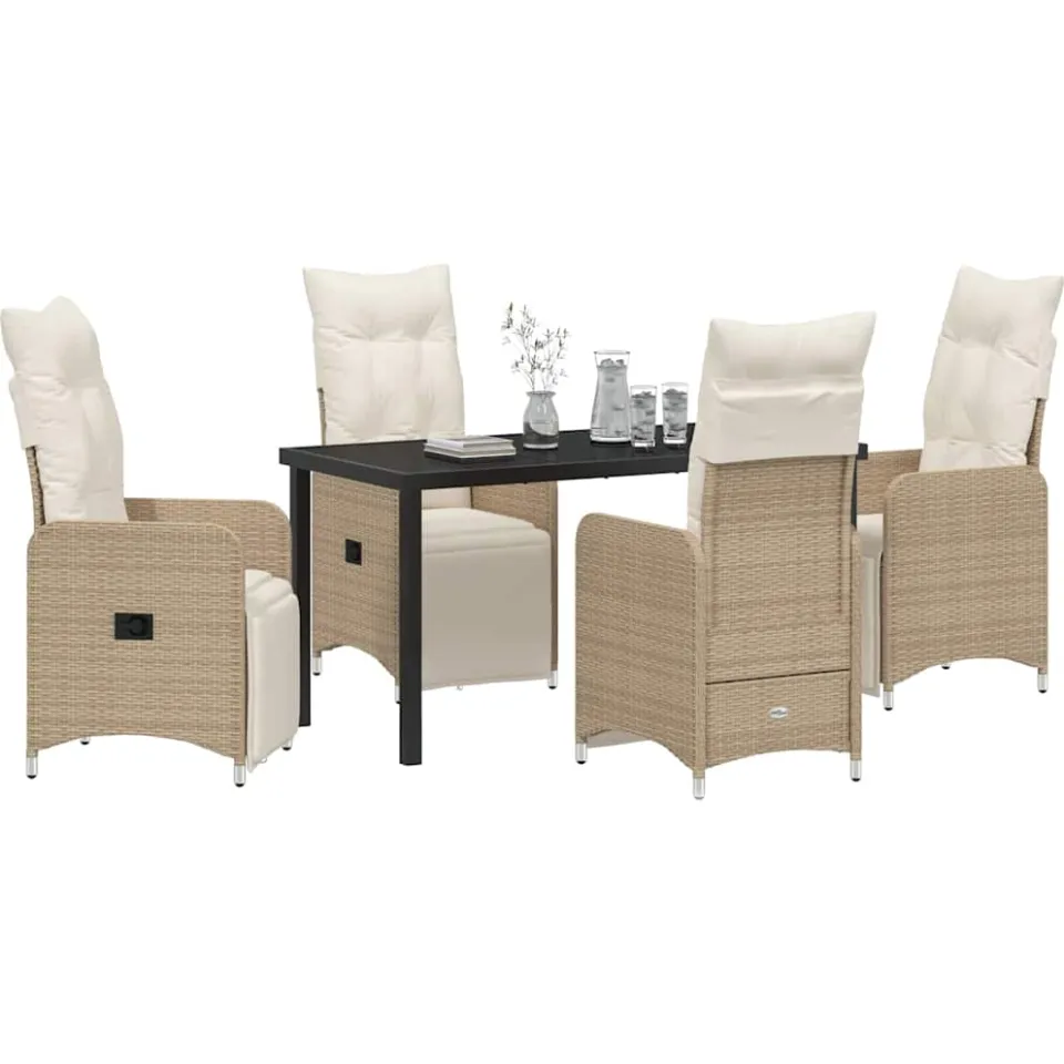 vidaXL Tuin eettafelset 5 st Beige poly rattan