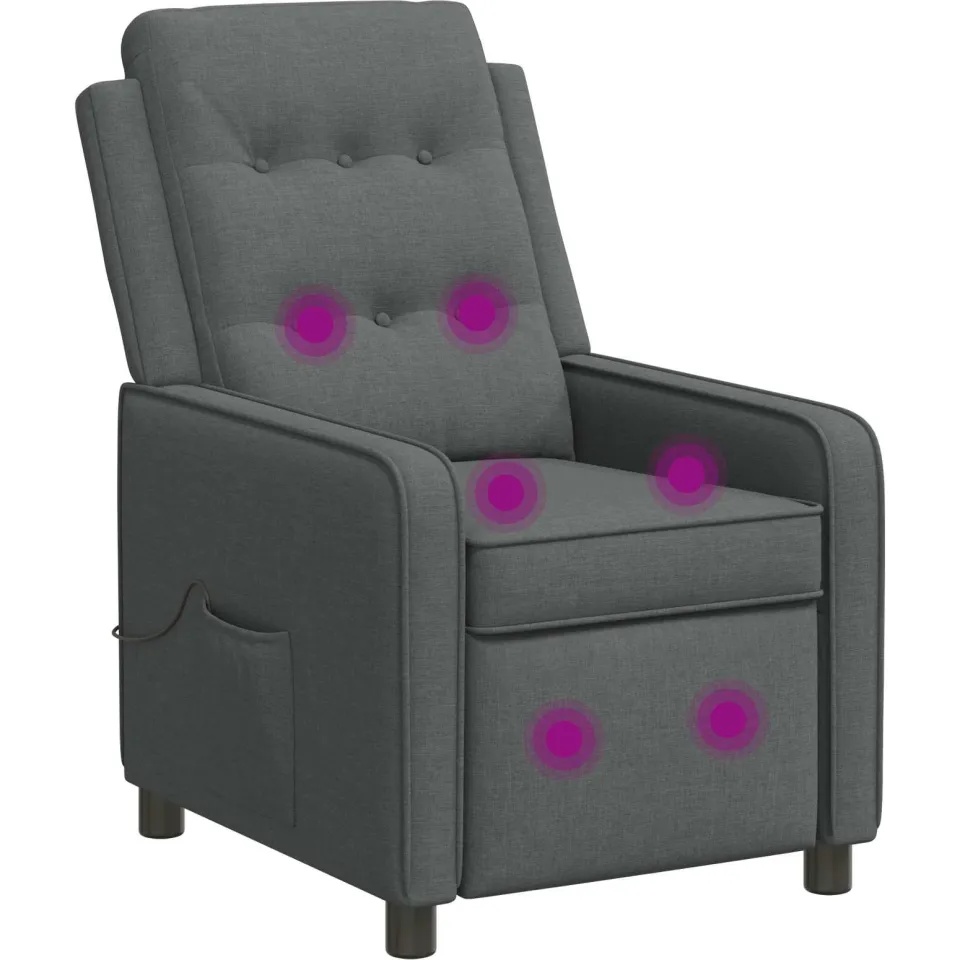 vidaXL Massage-relaxstoel Donkergrijs 65 x 93 x 102 cm Stof
