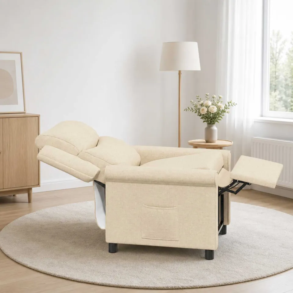 vidaXL Ligstoel Crèmekleurig 69 x 93 x 102 cm Stof, foto 3