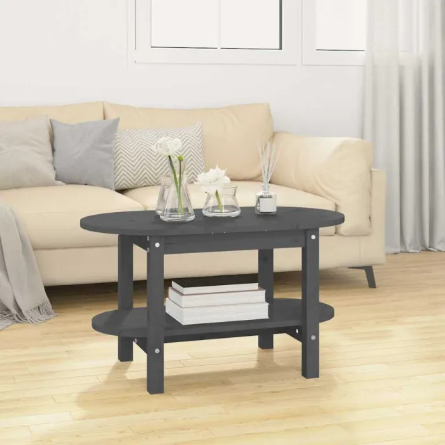 vidaXL Salontafel 80x45x45 cm massief grenenhout grijs, foto 2