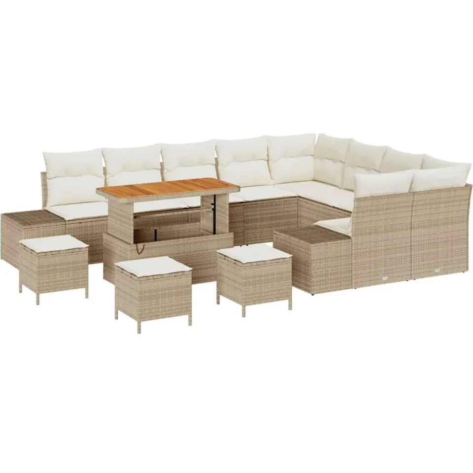 vidaXL Tuinbankenset 13 st Beige poly rattan