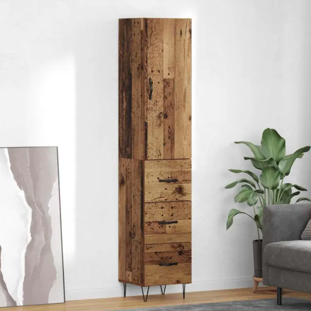 vidaXL Highboard Oud Hout 34,5 x 34 x 90 cm Bewerkt hout bruin, foto 2
