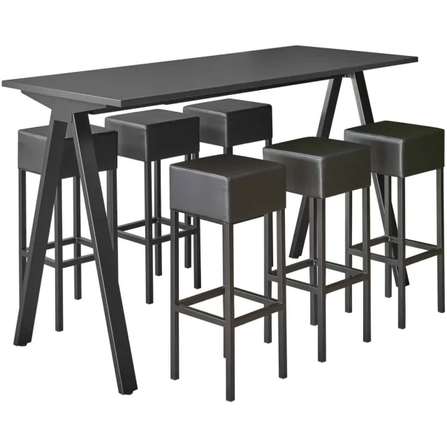 ABC Kantoormeubelen Bartafel Victory breed 180CM kleur frame Zwart (RAL9005) kleur blad Logan eiken Zwart (RAL9005)/Logan eiken
